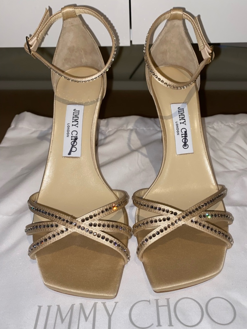 Jimmy Choo crystal satin sandals